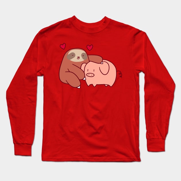 Sloth Loves Pig Long Sleeve T-Shirt by saradaboru